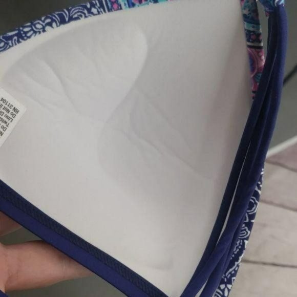 True Craft Women's Criss Cross Aztec Blue Bikini Swim Bathing Suit Top XL - Picture 8 of 8